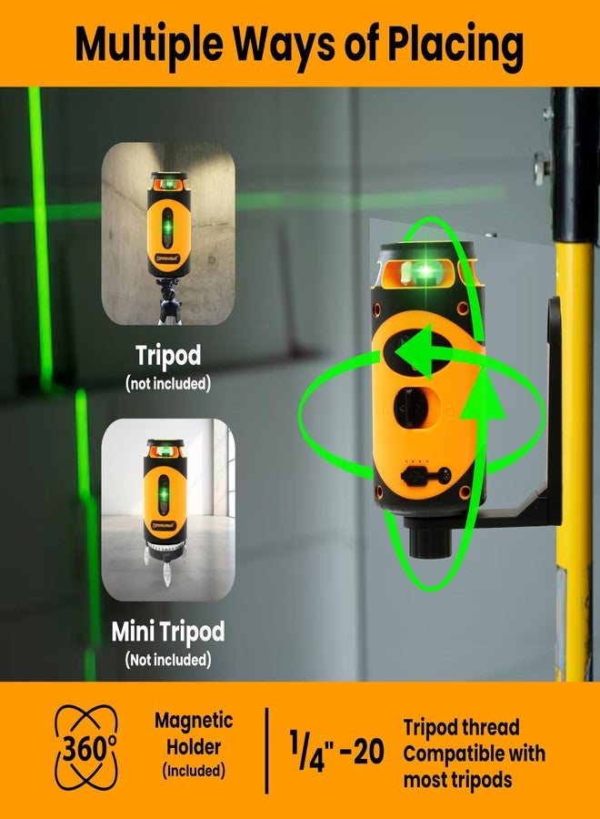 TOMAHAWK® 2 Line Laser Cross Line Leveller Self-Leveling Green Laser Level | 25m Working Distance | ±3mm Precision | IP54 Dustproof | Magnetic Bracket & Remote Control (Cross Line (Tin Can)) - Image 2